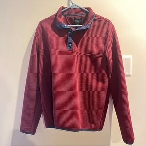 J. Crew Men's Burgundy Red Striped Pullover Jacket Fleece
